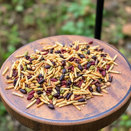 Seed mix scattered on bird table