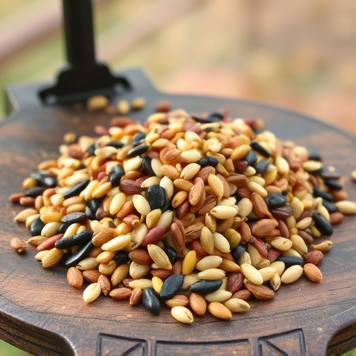 Seed mix scattered on bird table