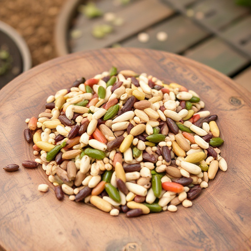 Seed mix scattered on bird table