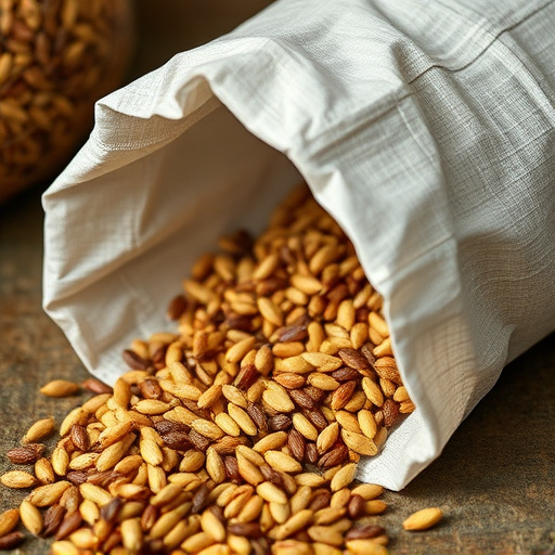 Seeds spilling from open storage bag