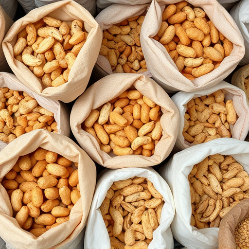 Selection of bird peanuts in bags