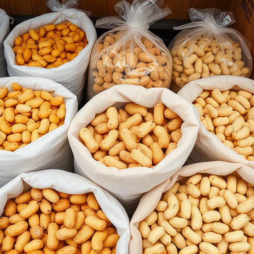 Selection of bird peanuts in bags