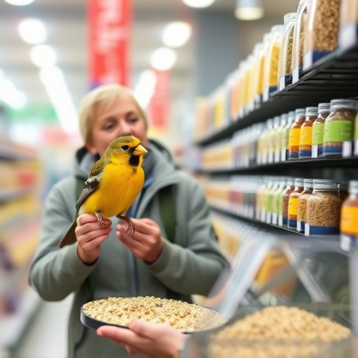 Shopper comparing bird seed prices