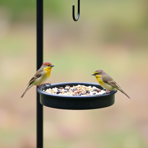 Small bird feeding platform with seed tray