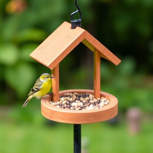 Small bird feeding platform with seed tray