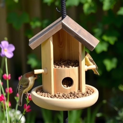 Small bird-friendly garden feeding station