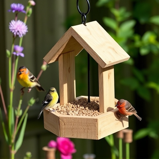 Small bird-friendly garden feeding station