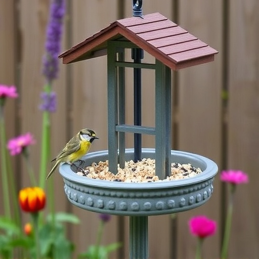 Small bird-friendly garden feeding station