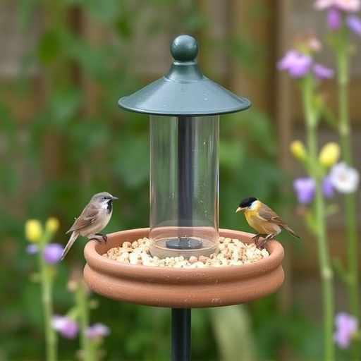 Small bird-friendly garden feeding station
