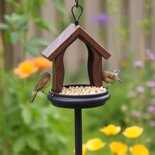 Small bird-friendly garden feeding station