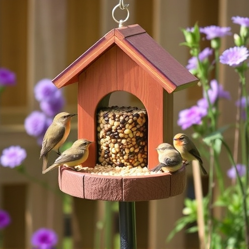 Small bird-friendly garden feeding station