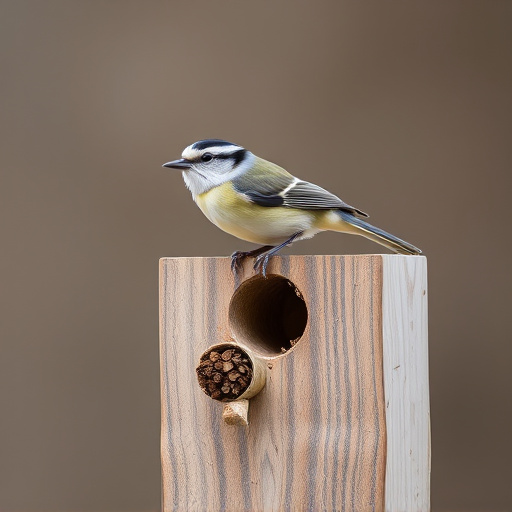 Small bird perched on nest box