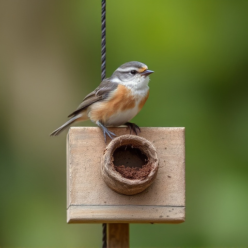Small bird perched on nest box