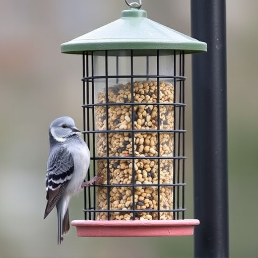 Small bird seed feeder with pigeon guard