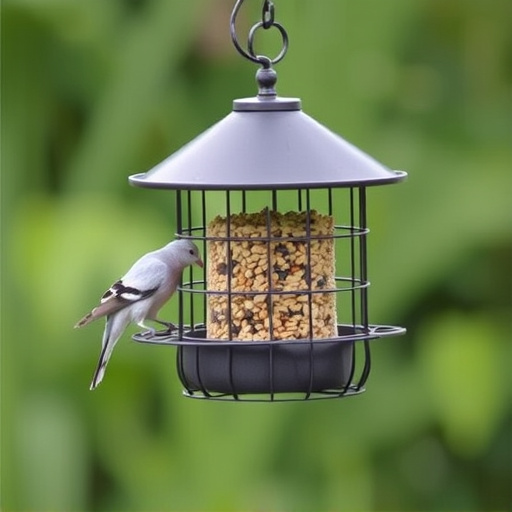 Small bird seed feeder with pigeon guard