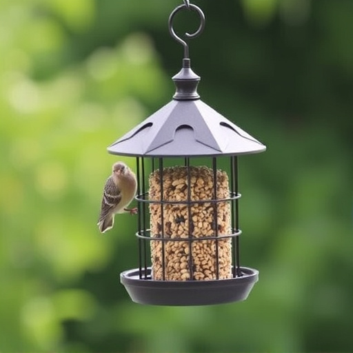 Small bird seed feeder with pigeon guard