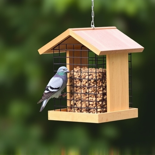 Small bird seed feeder with pigeon guard