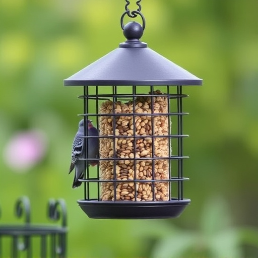 Small bird seed feeder with pigeon guard