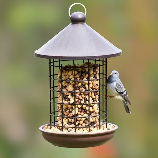 Small bird seed feeder with pigeon guard