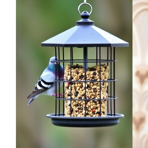 Small bird seed feeder with pigeon guard