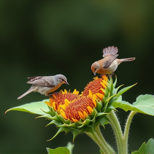 Small birds feeding on sunflower hearts