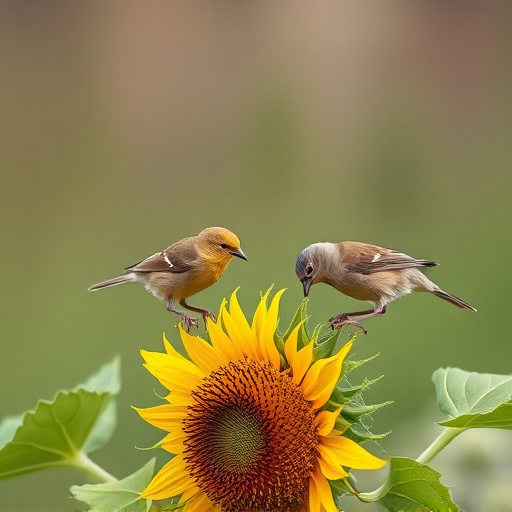 Small birds feeding on sunflower hearts