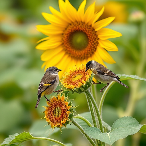 Small birds feeding on sunflower hearts