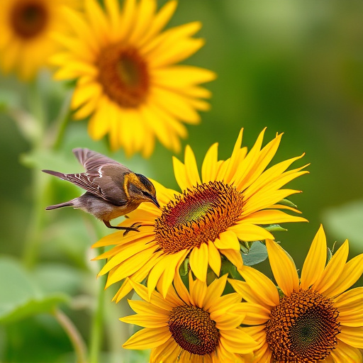 Small birds feeding on sunflower hearts