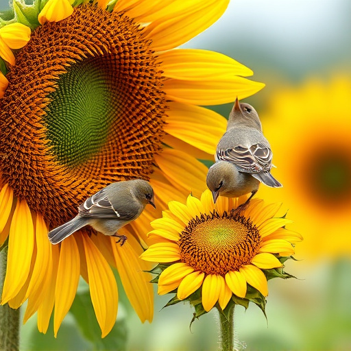 Small birds feeding on sunflower hearts