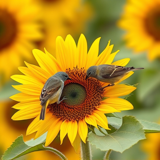 Small birds feeding on sunflower hearts