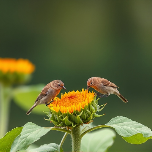 Small birds feeding on sunflower hearts