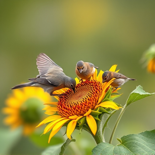 Small birds feeding on sunflower hearts