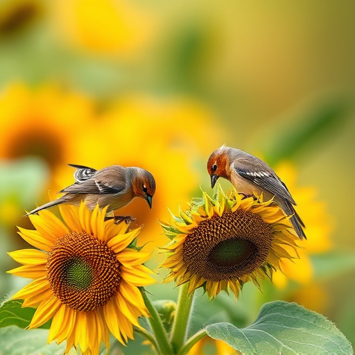 Small birds feeding on sunflower hearts