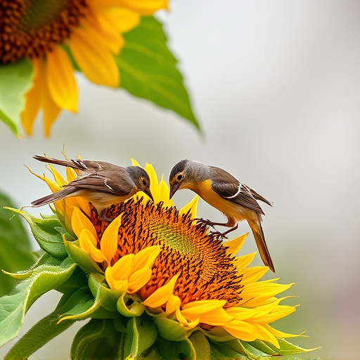 Small birds feeding on sunflower hearts