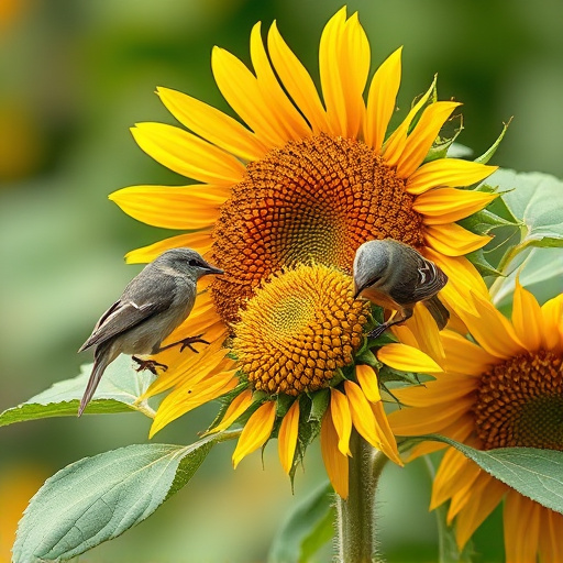 Small birds feeding on sunflower hearts