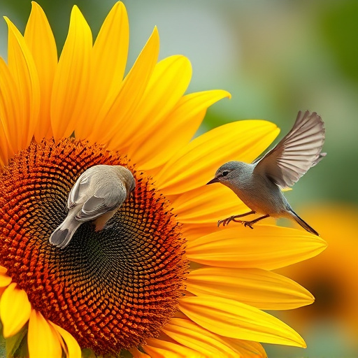 Small birds feeding on sunflower hearts