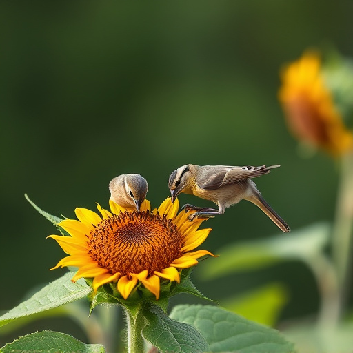 Small birds feeding on sunflower hearts