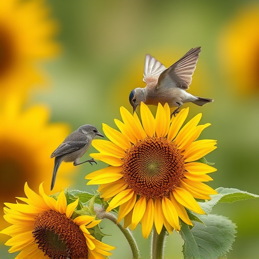 Small birds feeding on sunflower hearts