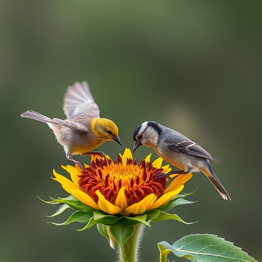 Small birds feeding on sunflower hearts