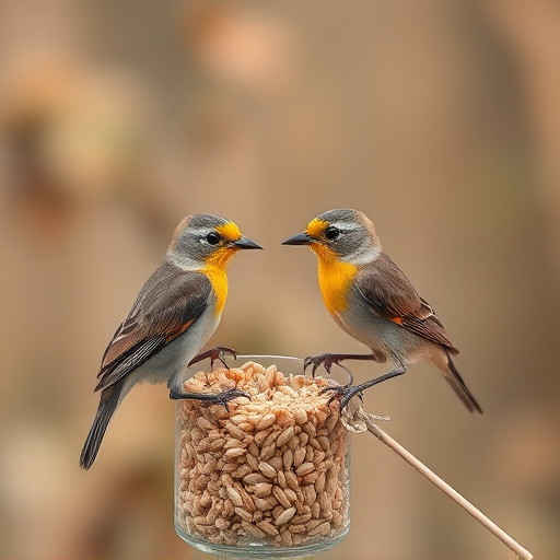 Small birds pecking at niger seeds