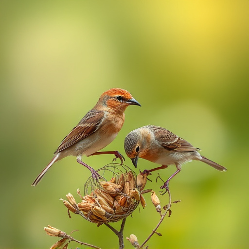 Small birds pecking at niger seeds