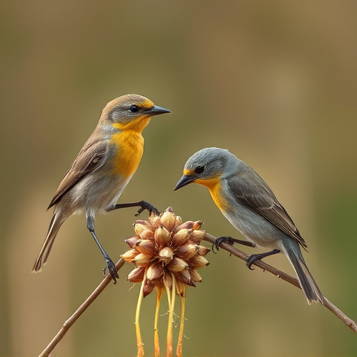 Small birds pecking at niger seeds