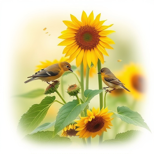 Small garden birds eating sunflower hearts