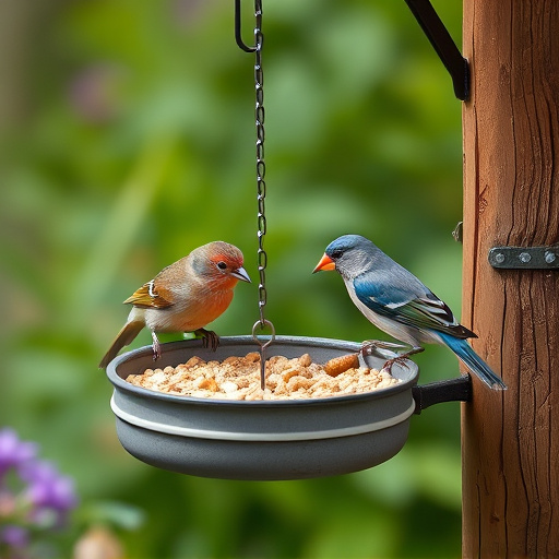 Small garden birds feeding on no-mess mix