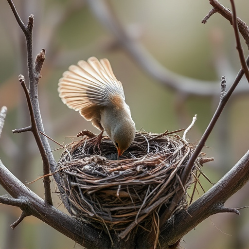 Sparrow leaving an abandoned nest