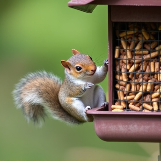 Squirrel attempting to access guarded feeder