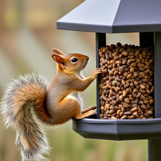 Squirrel attempting to access guarded feeder