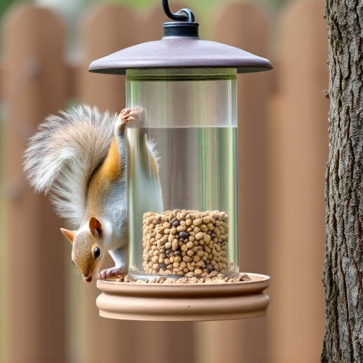 Squirrel-proof bird feeder in backyard
