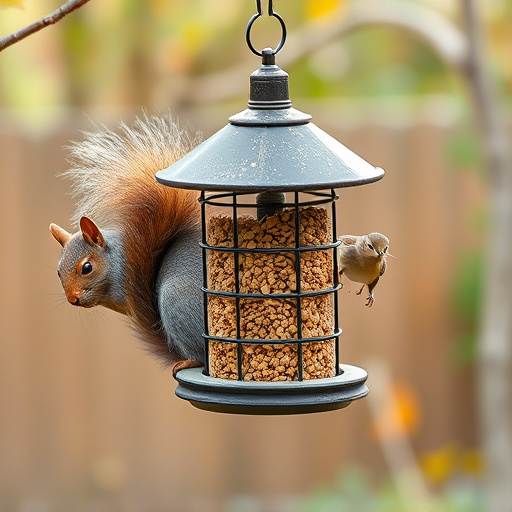 Squirrel-proof bird feeder in backyard