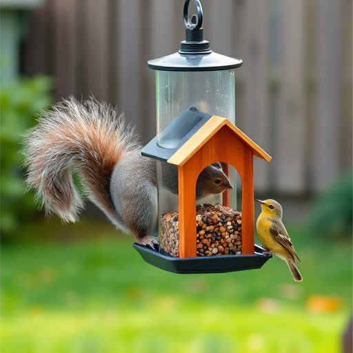 Squirrel-proof bird feeder in backyard